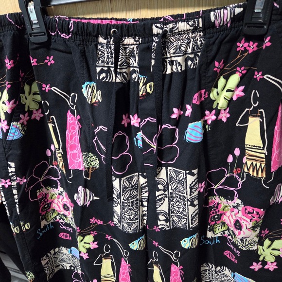 White Stag Cropped Pants South Seas Print Drawstring Waist Casual XL - Picture 2 of 4